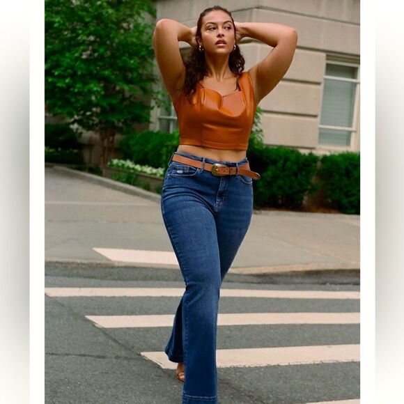 Maeve faux leather notch neck tank NWT - Picture 1 of 8